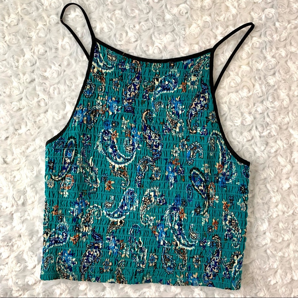 💙XHILARATION💙 Blue Paisley Crop Top Tank, Adjustable Straps, S